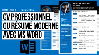 Créer un CV Pro ou un Résumé moderne avec Ms Word