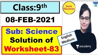 Class 9 Science Worksheet 83 | English Medium | 08 Feb 2021 | science worksheet 83 class 9