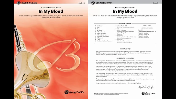 In My Blood, arr. Michael Kamuf  Score & Sound