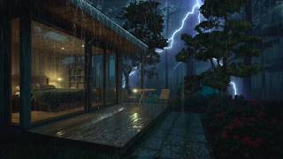 Heavy Rain on Glass Window ⛈️ Deep Forest Rain for Sleep & Relaxation