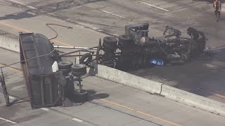 Truck fire on I45 near Rayford Road shuts down the southbound lanes Thursday morning