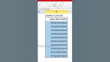 Excel Trick🙄🙄:Add space in Aadhar card number #education #gk #reels #viral #shorts #online #tranding
