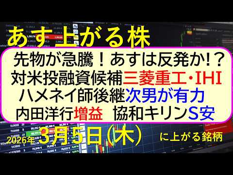 先物が急騰！あすは反発か!？。対米投融資候補、三菱重工 ...