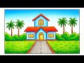 How to Draw a Simple House Scenery Step by Step | House Drawing for Beginners