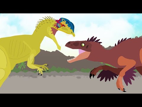 Dinosaurs cartoons battles: Dilophosaurus vs Utahraptor | DinoMania