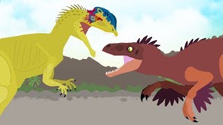 Dinosaurs Cartoons Battles Dilophosaurus Vs Utahraptor Dinomania
