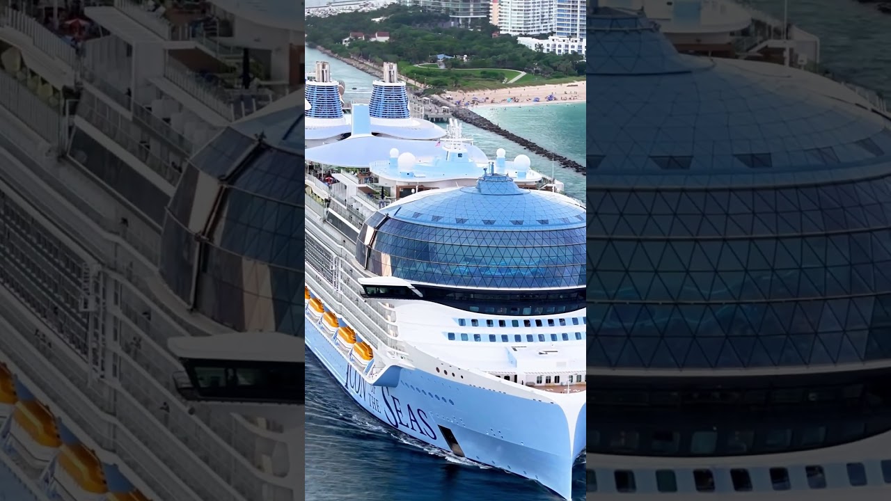When a Cruise Ship Dwarfs an Entire City! 🤯 #IconOfTheSeas