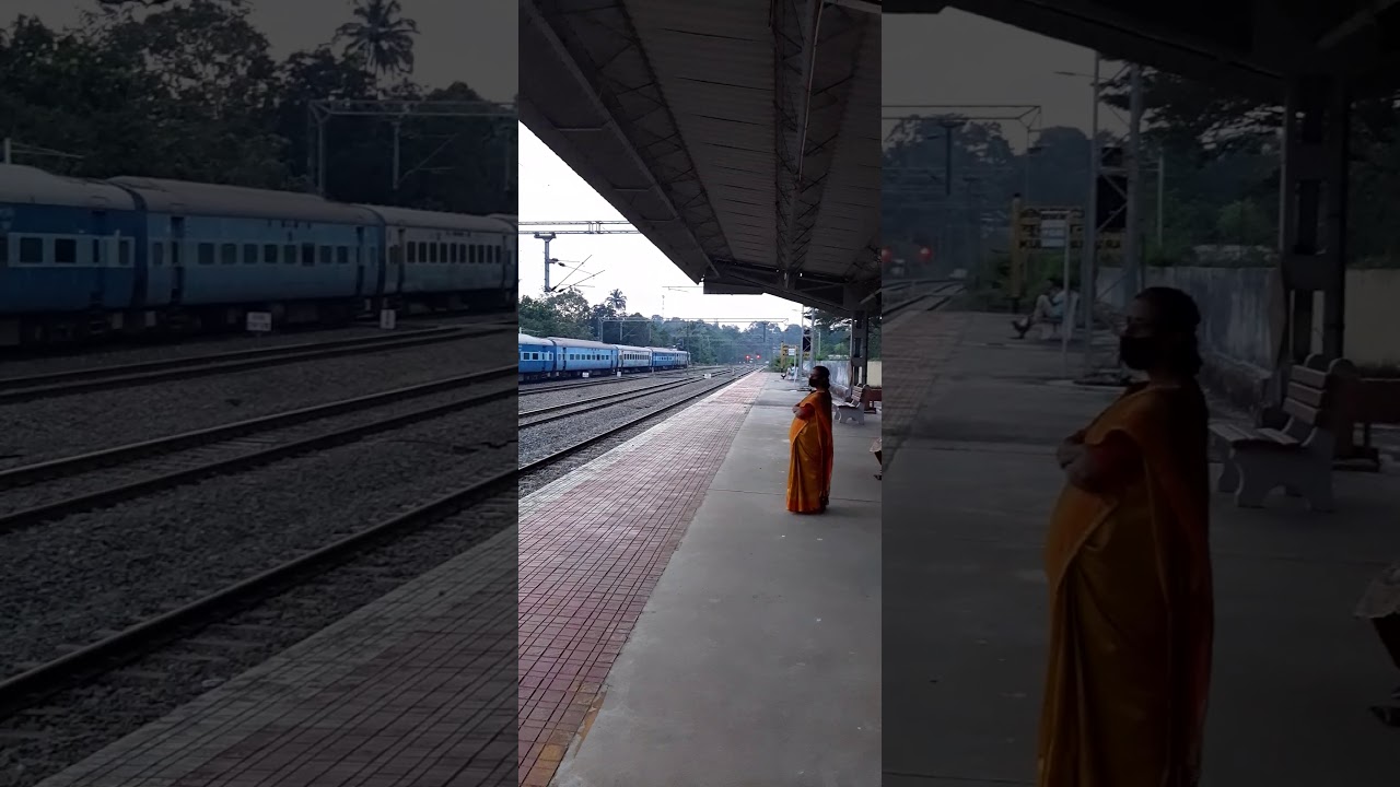 kurupanthara railway station  kerala express and kannur express crossing