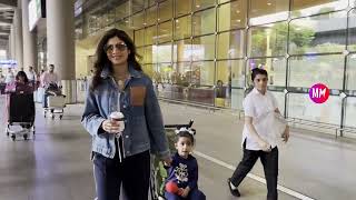 Shilpa Shetty With Daughter Spotted At Airport