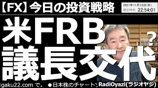 【為替(FX)－今日の投資戦略】米FRB議長交代で円高に？　パウエル氏からブレイナード氏に議長が交代する可能性あり。その場合、為替は円高に動く可能性。ドル円、ユーロ円などの売買ポイントを具体的に提示。