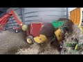 Baling in the Barn with Kuhns Accumulator and Hustler Unroller