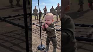 The Cutest Army Recruit Ever! Baby completes obstacle course 👶 #patriotic #USArmy #cute