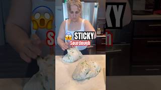 😳 MUST-TRY HACK (for sticky sourdough) #bakingtips #sourdough #momlife