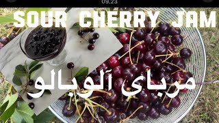 Homemade Sour Cherry Jam with Fresh Garden Cherries 🍒 مربای آلوبالوی خانگی با آلوبالوی تازه