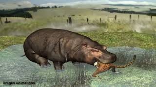 Dangerous Water   Hippo vs Cheetah Vore Animation REMAKE Quality render+Sound