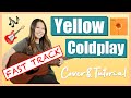 Yellow guitar lesson tutorial easy  coldplay fast track chords  strumming  lyrics  full cover
