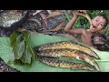 Primitive Survival Skills - Awesome Cooking Fish A the Rock - Eating Delicious Food