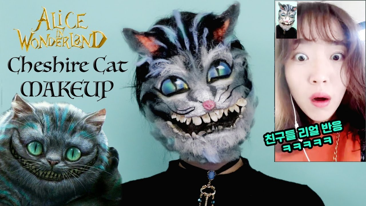 할로윈👻체셔캣 분장 하고 친구들, 친오빠한테 영통 걸었더닠 ㅋㅋㅋ Cheshire Cat Makeup YouTube