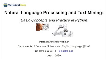 Webinar (NLP/TM Part 1): Natural Language Processing and Text Mining: Basic Concepts and Practice
