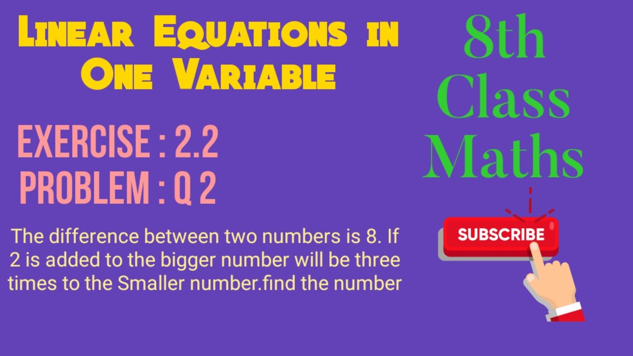 Linear Equations in One Variable| 8 th class Maths| Exercise 2.2 ...