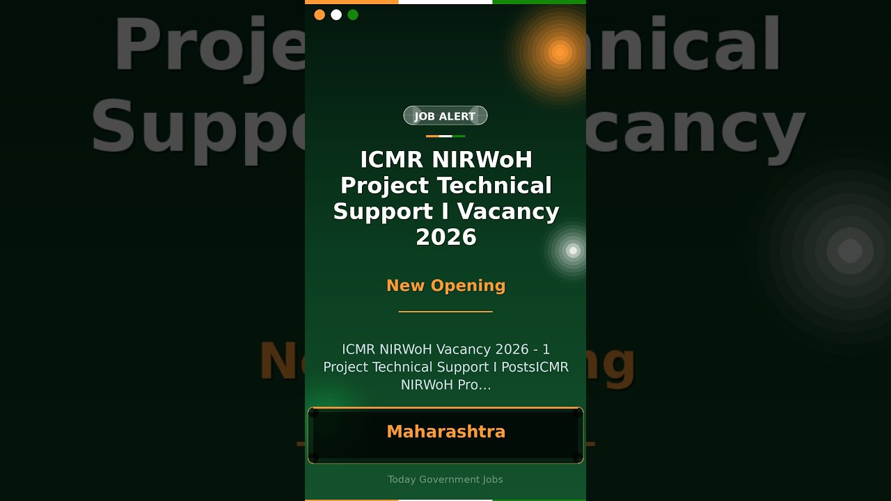 ICMR NIRWoH Project Technical Support I Vacancy 2026
