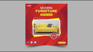 Modern Social Media Banner|Web Banner Design|Modern Furniture Banner Design In Illustrator Tutorial