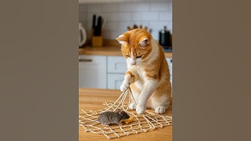 Shocking! 😱😱he cat sets a trap and waits in silence  #shorts #tabbycat #trap"