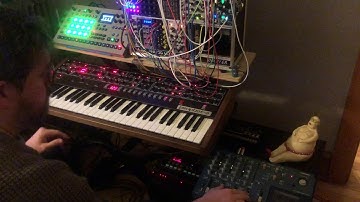 Working From Home: Tape Loops, Volca FM, Prophet 6, Elektron RYTM 2, Modular.