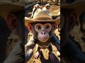 🐒 A Little Monkey Cowboy Takes the Cutest Selfie Ever! 🤠📸#shorts