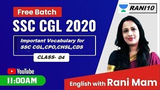 🔴 Live! 👉  SSC CGL 2020 | Class 4 |  Important Vocabulary for SSC screenshot 4
