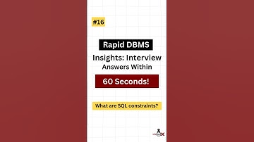 #16 What is SQL Constraints? | DBMS Interview Questions #shorts #ytshorts #dbms #sql #sqlvsnosql