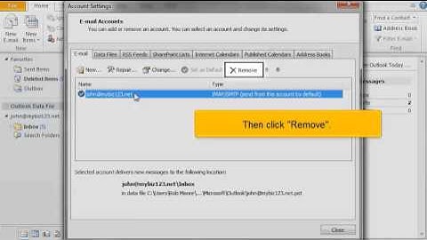 How to delete an email account in Outlook 2010?