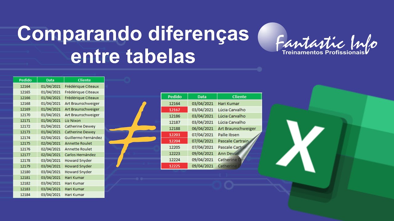 Como comparar diferenças entre tabelas no Excel