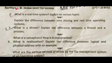 Operating System (BCA) 3rd semester previous year paper Kashmir University