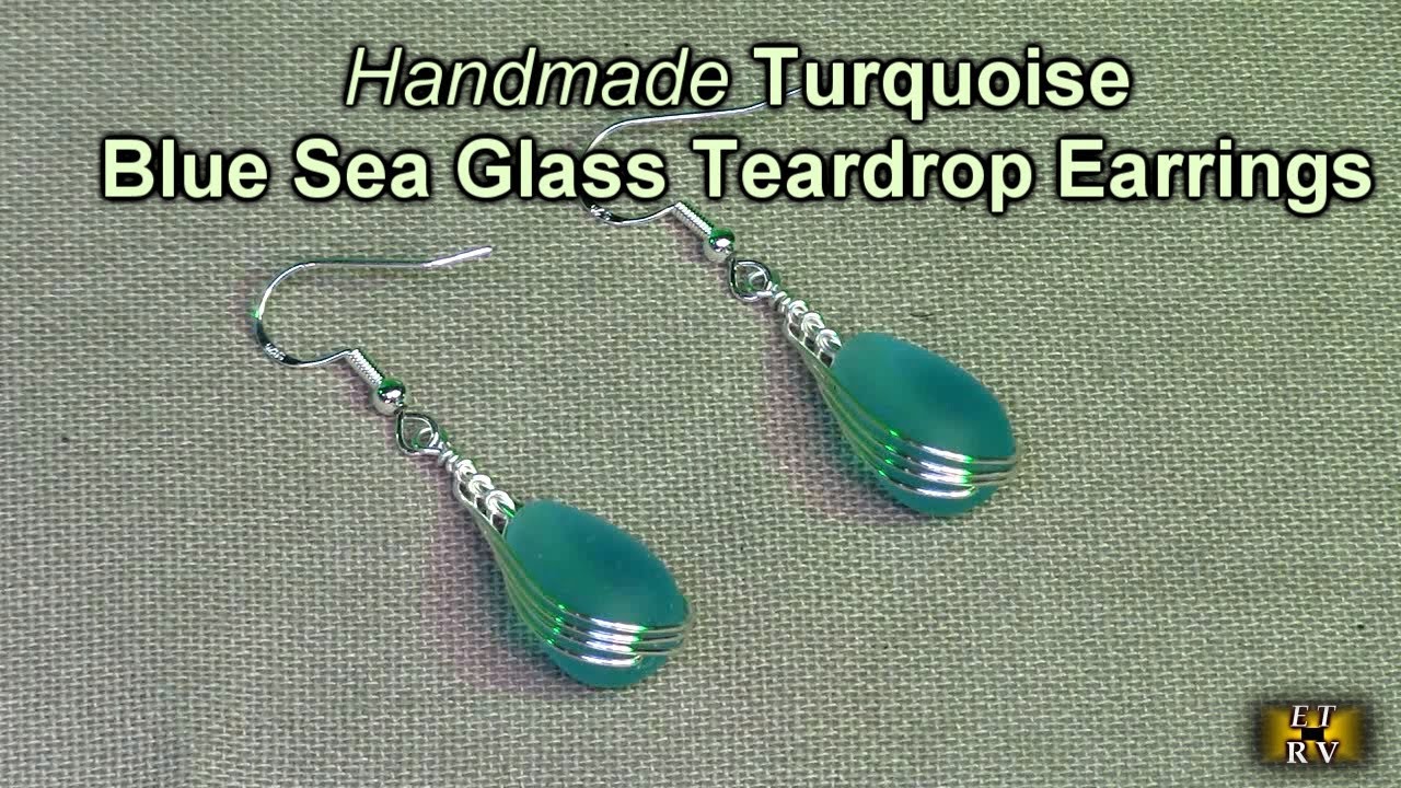 Yinahawaii Handmade Silver Wire wrapped Turquoise Blue Sea Glass Teardrop Earrings REVIEW YouTube