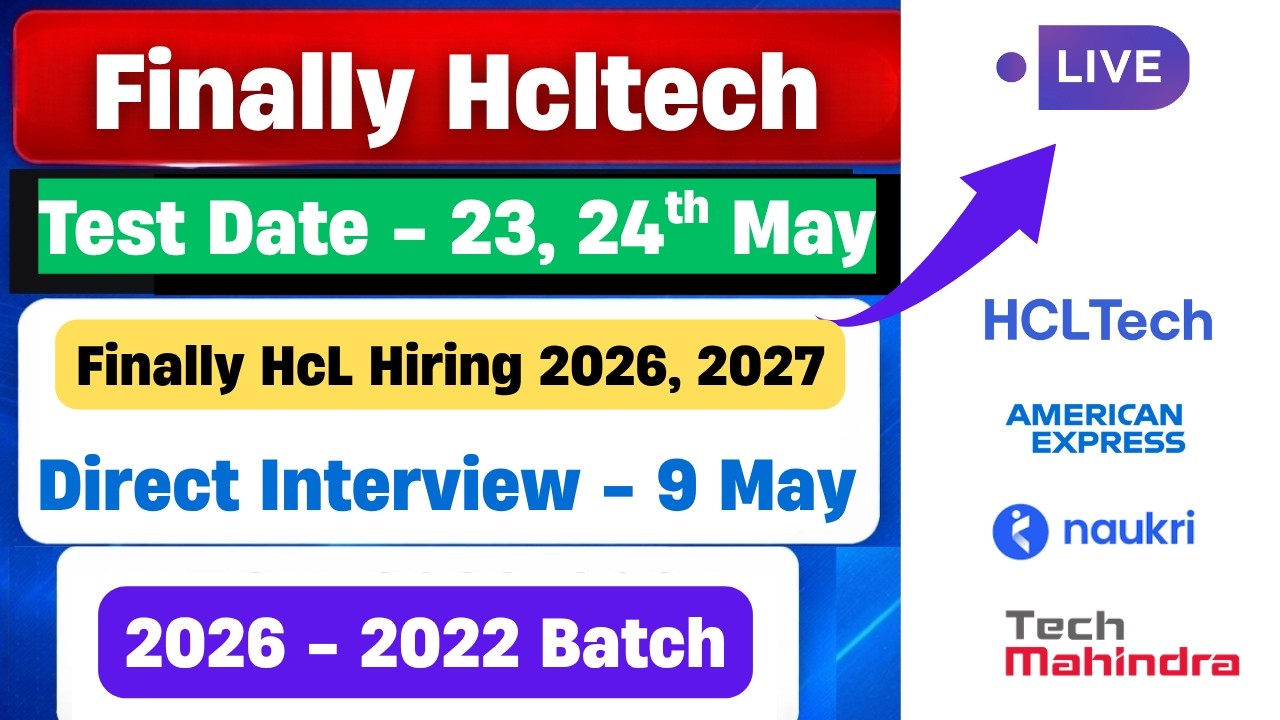 Finally HclTech Hiring 2026 Batch Started | Direct Test Hiring 2025 ...