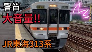 JR東海　警笛を鳴らす313系　東海道線枇杷島駅