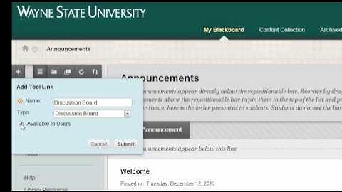 Blackboard 9.1.13: Create Discussion Board Tool Link