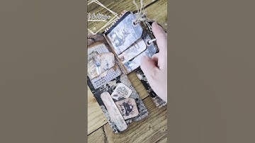 Crafting junk journal with KILA Create Printables free tags and mini book #kilajune25challenge #junk