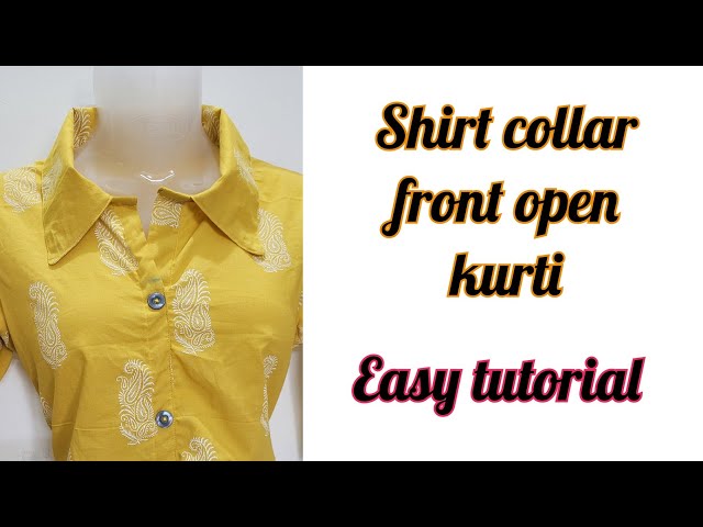 Very Easy Shirt Collar Neck Kurti Cutting and Stitching With Placket  Sleeves Cutting and Stitching - YouTube