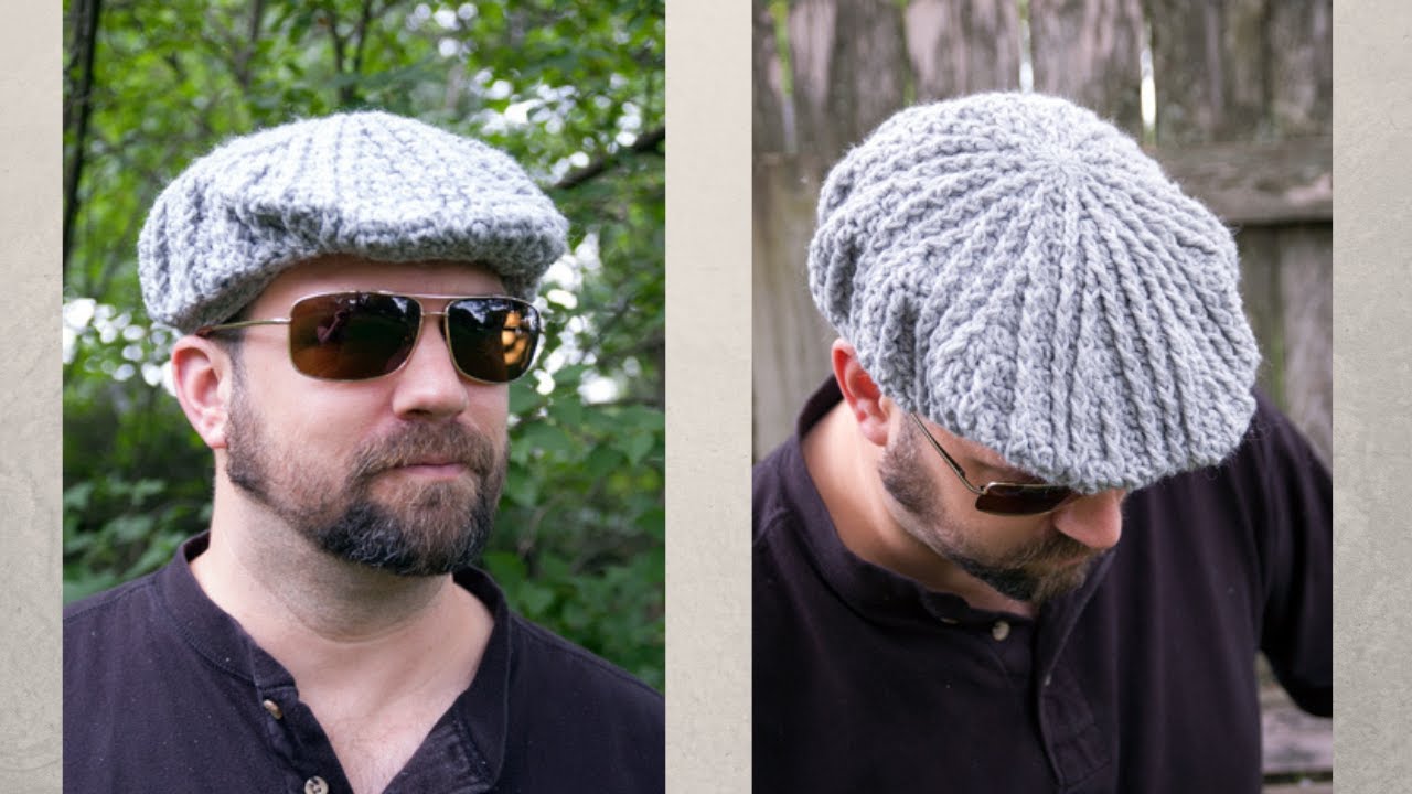 How knit a men's beret in 1 hour easy crochet (subtitles in all languages) - YouTube