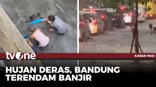 Banjir di Bandung, Video Amatir Warga Selamatkan Motor Terseret Arus | Kabar Pagi tvOne