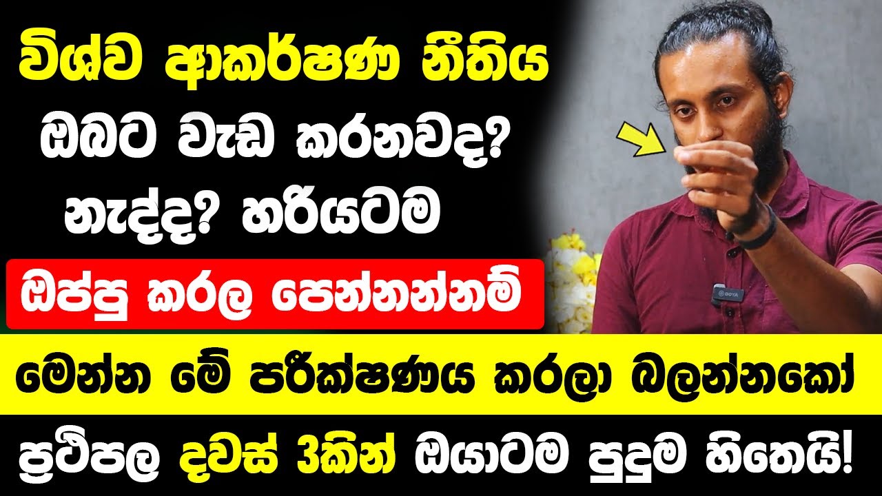 විශ්ව ආකර්ෂණ නීතිය ඔබට වැඩ කලේ නැද්ද? මෙන්න මේ පුoචි පරීක්ෂණය කරලා බලන්න - දවස් 3කින් පුදුම හිතෙයි!