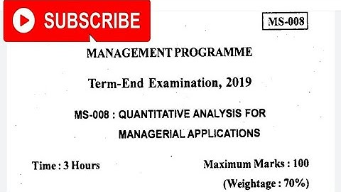 MS-08 | IGNOU MBA | Quantitative analysis for managerial application important questions 2018 2019