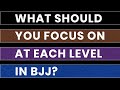 What should you focus on at each belt level in bjj