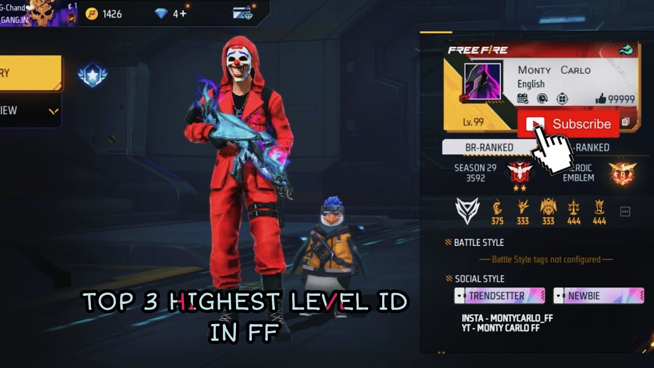 Level Id TOP 5 HIGHEST LEVEL ID OF FREE FIRE - YouTube
