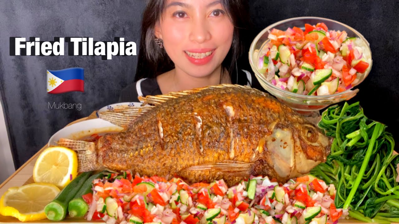 FRIED TILAPIA KANGKONG OKRA at masarap na sawsawan CRAVING SATISFIED