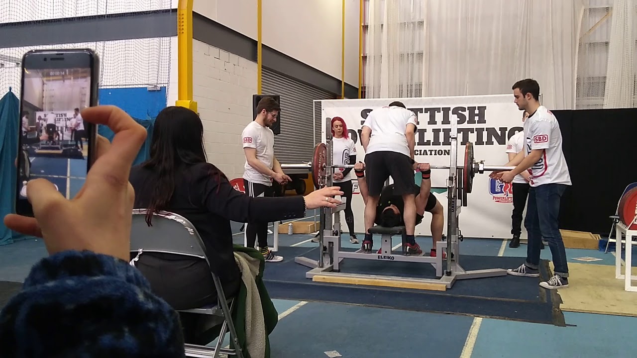 Scottish Unis 122.5kg Bench 2nd attempt - YouTube