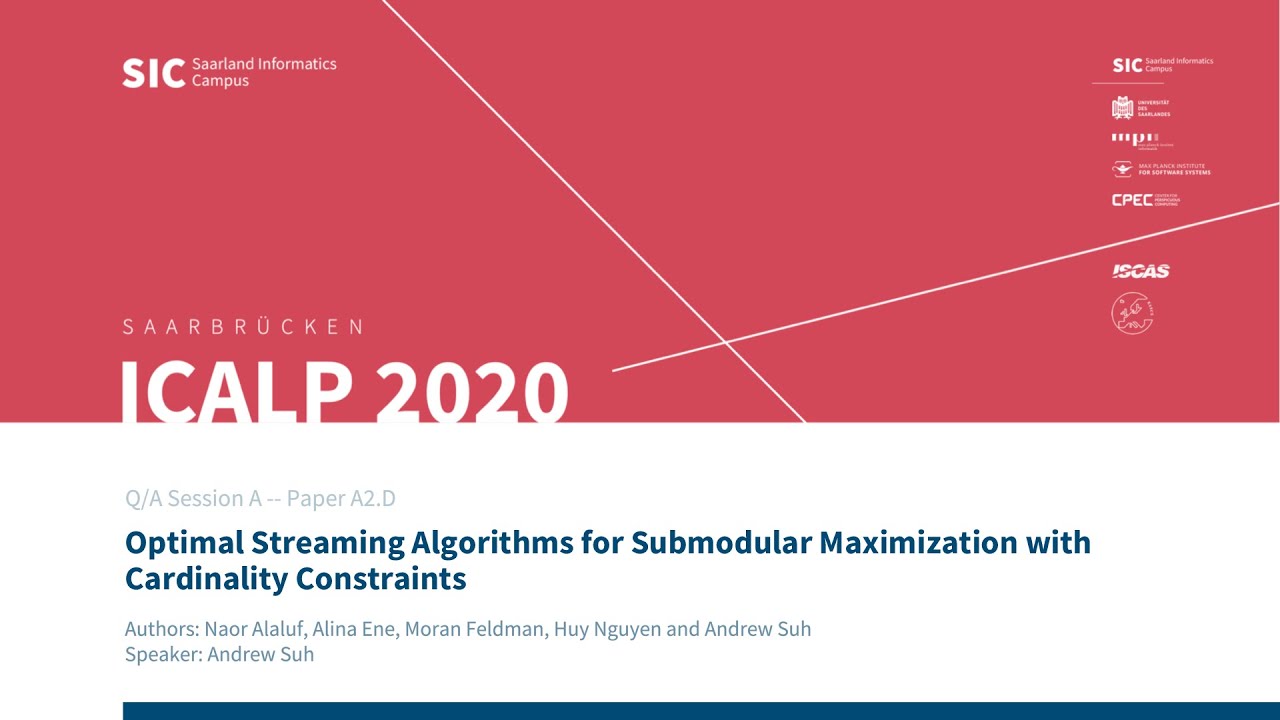 A2 d optimal streaming algorithms for submodular maximization with