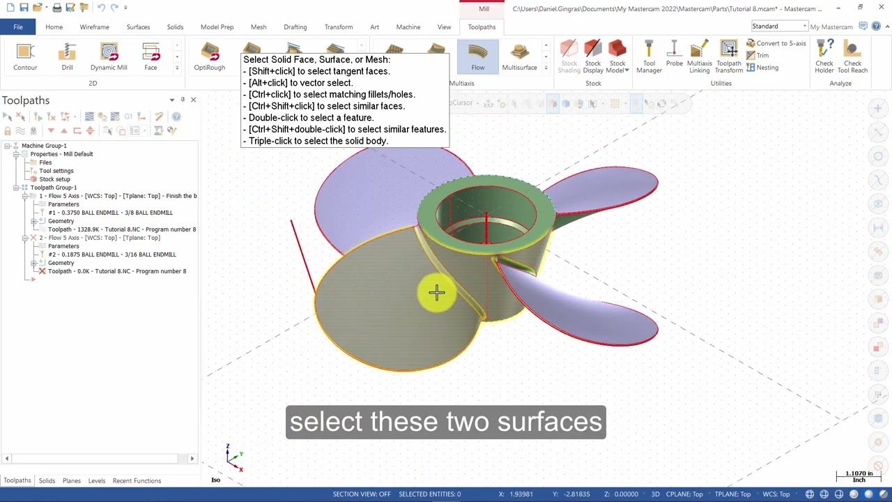 4  Flow 5 Axis to Finish a Fillet